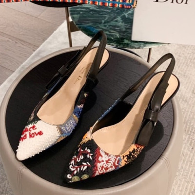 Dior 2019 Ladies Middle Heel Slingback - 디올 2019 여성용 미들힐 슬링백 DIOS0069,Size(225-250),블랙