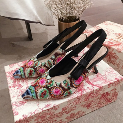 Dior 2019 Ladies Middle Heel Slingback - 디올 2019 여성용 미들힐 슬링백 DIOS0070,Size(225-250),블랙+핑크