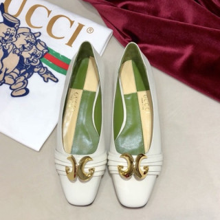 Gucci 2019 Ladies Leather Flat Shoes - 구찌 2019 여성 레더 플랫슈즈, GUCS0202,Size(225 -  250).화이트
