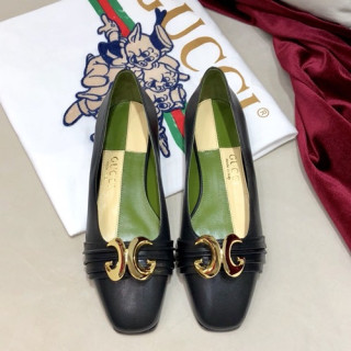 Gucci 2019 Ladies Leather Flat Shoes - 구찌 2019 여성 레더 플랫슈즈, GUCS0203,Size(225 -  250).블랙