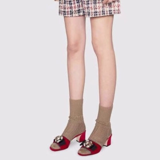 Gucci 2019 Ladies Velvet Middle Heel Slipper - 구찌 2019 여성용 벨벳 미들힐 슬리퍼, GUCS0225.Size(225 -  250).레드