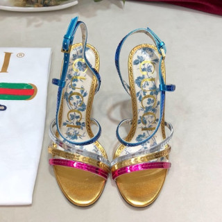 Gucci 2019 Ladies Leather High Heel Sandal - 구찌 2019 여성용 레더 하이힐 샌들, GUCS0230.Size(225 -  250).옐로우골드