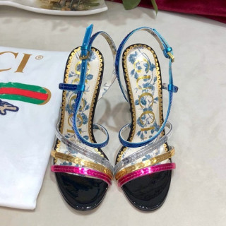 Gucci 2019 Ladies Leather High Heel Sandal - 구찌 2019 여성용 레더 하이힐 샌들, GUCS0231.Size(225 -  250).블랙
