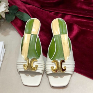 Gucci 2019 Ladies Leather Middle Heel Slipper - 구찌 2019 여성용 레더 미들힐 슬리퍼, GUCS0235.Size(225 -  250).화이트