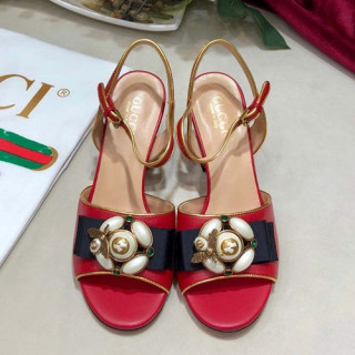 Gucci 2019 Ladies Leather High Heel Sandal - 구찌 2019 여성용 레더 하이힐 샌들, GUCS0236.Size(225 -  250).레드
