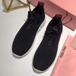 Miumiu 2019 Ladies Kint Running Shoes - 미우미우 2019 여성용 니트 런닝슈즈 MIUS0055,Size(225 - 250),블랙
