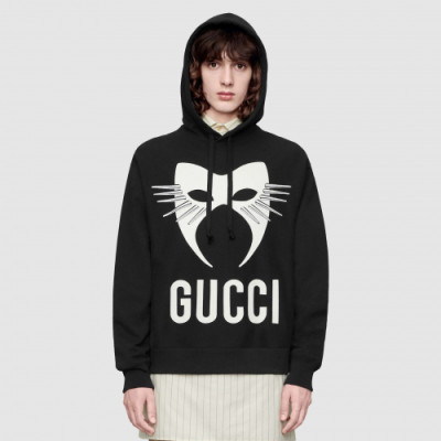 Gucci 2019 Mm/Wm Logo Cotton HoodT - 구찌 2019 남자 로고 코튼 후드티 Guc01281x.Size(s - l).블랙