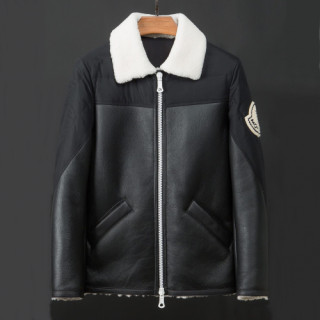 [몽클레어]Moncler 2019 Mens Logo Casual Zip-up Leather Jackets - 몽클레어 2019 남성 로고 캐쥬얼 집업 가죽 자켓 Moc0714x,Size(m - 3xl).블랙