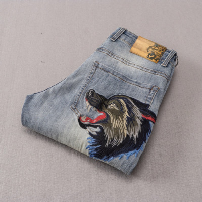 Gucci 2019 Mens Logo Wolf Denim Pants - 구찌 2019 남성 로고 울프 데님팬츠 Guc01362x.Size(29 - 38).블루