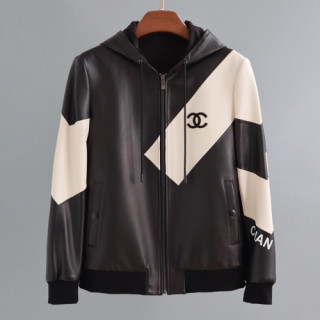 Chanel 2019 Mens Logo Leather Jacket - 샤넬 2019 남성 로고 레더 자켓Cha0454x.Size(m - 3xl).블랙