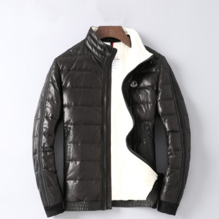 Moncler 2019 Mens Logo Casual Goose Down Leather Jacket - 몽클레어 2019 남성 로고 캐쥬얼 구스다운 가죽 자켓 Moc0905x,Size(m - 3xl).블랙