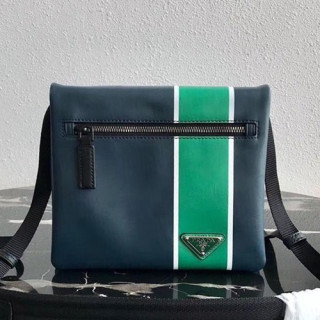 Prada 2019 Leather Messenger Shoulder Bag,22CM - 프라다 2019 레더 남성용 메신저 숄더백,2VH079-3,22cm,네이비+그린