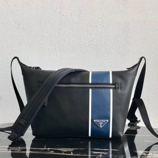 Prada 2019 Leather Messenger Shoulder Bag,24CM - 프라다 2019 레더 남성용 메신저 숄더백,2VH078-2,24cm,블랙+블루