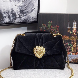 Dolce&Gabbana 2019 Velvet Chain Shoulder Bag ,26CM - 돌체 앤 가바나 2019 여성용 벨벳  체인 숄더백 DGB0243,26cm,블랙