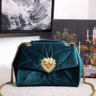 Dolce&Gabbana 2019 Velvet Chain Shoulder Bag ,26CM - 돌체 앤 가바나 2019 여성용 벨벳  체인 숄더백 DGB0244,26cm,그린