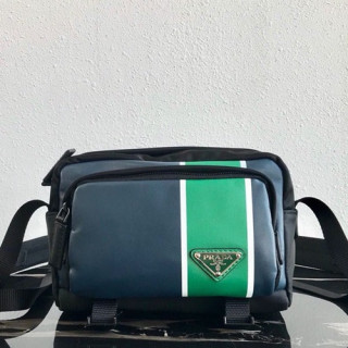 Prada 2019 Nylon & Leather Messenger Shoulder Bag,21CM - 프라다 2019 나일론&레더 남성용 메신저 숄더백,2VH043-4,21cm,네이비+그린