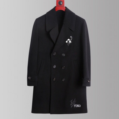 Fendi 2019 Mens Logo Cashmere Coat - 펜디 2019 남성 로고 캐시미어 코트 Fen0379x.Size(m - 3xl).블랙