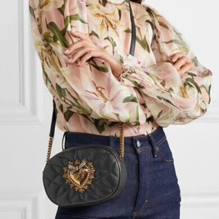 Dolce&Gabbana 2019 Leather Camera Chain Shoulder Bag ,18.5CM - 돌체 앤 가바나 2019 여성용 레더 카메라 체인 숄더백 DGB0251,18.5cm,블랙