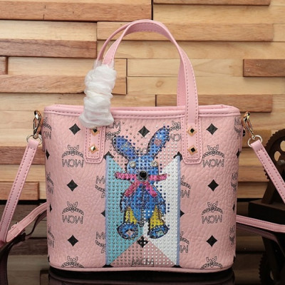 MCM 2019 Anya Visetos Mini Tote Shoulder Shopper Bag,20cm - 엠씨엠 2019 여성용 Anya 비세토스 미니 토트 숄더 쇼퍼백 MCMB0396, 20cm,핑크