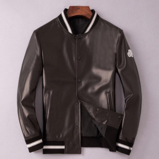 Moncler 2019 Mens Patch Logo Modern Leather Jacket - 몽클레어 2019 남성 패치 로고 모던 가죽 자켓 Moc01068x.Size(l - 4xl).블랙