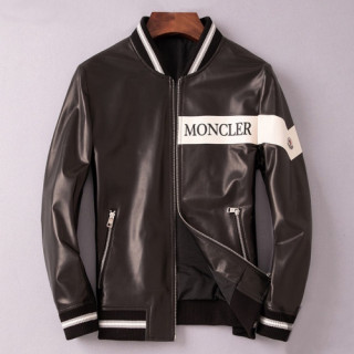 Moncler 2019 Mens Patch Logo Modern Leather Jacket - 몽클레어 2019 남성 패치 로고 모던 가죽 자켓 Moc01087x.Size(l - 4xl).블랙