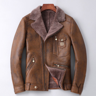 Loewe 2019 Mens Causal Leather Jacket - 로에베 2019 남성 캐쥬얼 가죽 자켓 Loe0112x.Size(l - 4xl).브라운