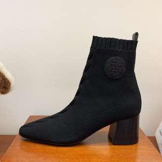Hermes  2019 Ladies Knit  Middle Heel Ankle Boots - 에르메스 2019 여성용 니트 미들힐 앵글 부츠 HERS0255,Size(225-250),블랙