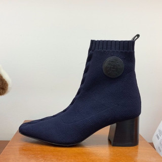 Hermes  2019 Ladies Knit  Middle Heel Ankle Boots - 에르메스 2019 여성용 니트 미들힐 앵글 부츠 HERS0256,Size(225-250),네이비