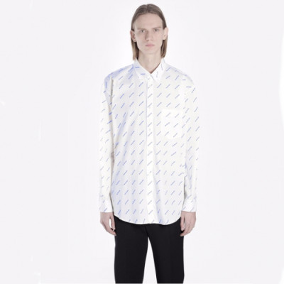 Balenciaga 2019 Mens Logo Cotton shirt - 발렌시아가 2019 남성 로고 코튼 셔츠 Bal0370x.Size(s - l).화이트