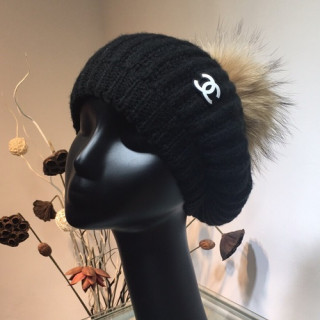Chanel 2019 Ladies Knit & Fox Fur Cap - 샤넬 2019 여성용 니트&폭스퍼 모자 CHAM0056, 블랙