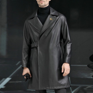 Burberry 2019 Mens Vintage Leather Coat - 버버리 2019 남성 빈티지 가죽 코트 Bur01621x.Size(m - 3xl).블랙