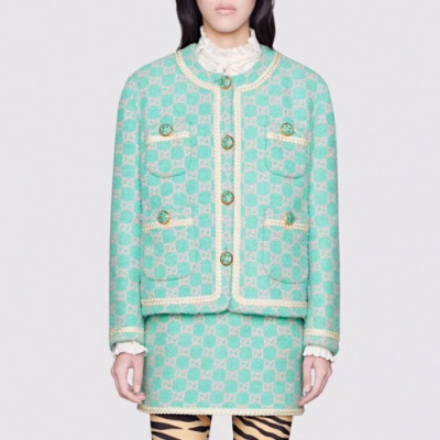 Gucci 2019 Womens Modern Trendy Tweed Jacket - 구찌 2019 여성 모던 트렌디 트위드 자켓 Guc01790x.Size(s - l).스카이블루