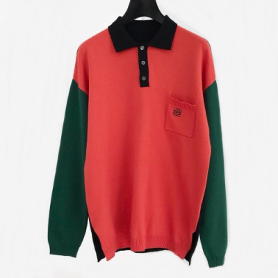 [로에베]Loewe 2020 Mens Logo Polo Wool Sweaters - 로에베 2020 남성 로고 폴로 울 스웨터 Loe0167x.Size(m - 3xl).오렌지