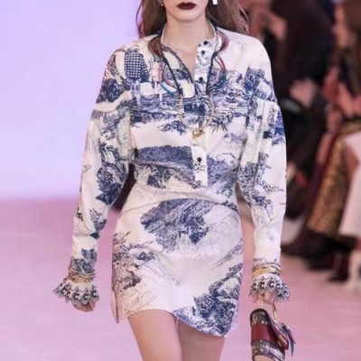 [끌로에]Chole 2020 Ladies Luxury Silk One-pieces - 끌로에 2020 여성 럭셔리 실크 원피스 Cho0010x.Size(s - l).블루