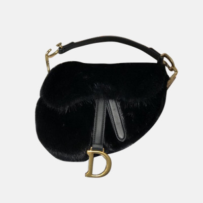 Dior 2020 Mink Fur Saddle Shoulder Bag ,21CM - 디올 2020 밍크 퍼 새들 숄더백,DIOB0525,21CM,블랙