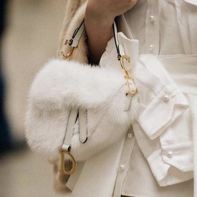 Dior 2020 Mink Fur Saddle Shoulder Bag ,21CM - 디올 2020 밍크 퍼 새들 숄더백,DIOB0526,21CM,화이트