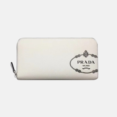 Prada 2020 Saffiano Mens Zip Round Wallet, 2ML317 - 프라다 2020 사피아노 남성용 지퍼 라운드 장지갑,PRAW0153,20CM.화이트