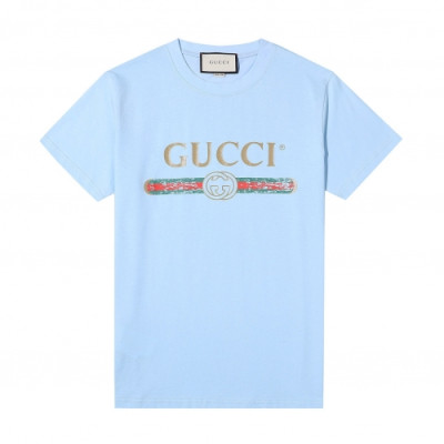 [매장판]Gucci 2020 Mm/Wm Logo Cotton Short Sleeved Tshirts - 구찌 2020 남자 로고 코튼 반팔티 Guc02659x.Size(s - l).블루