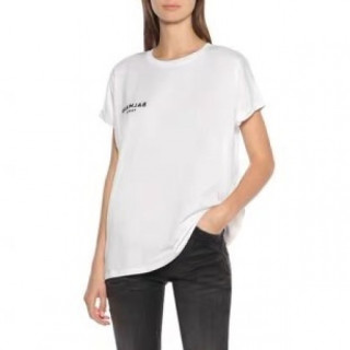 [발망]Balmain 2020 Ladies Logo Cotton Short Sleeved Tshirs - 발망 2020 여성 로고 코튼 반팔티 Bam0096x.Size(s - l).화이트