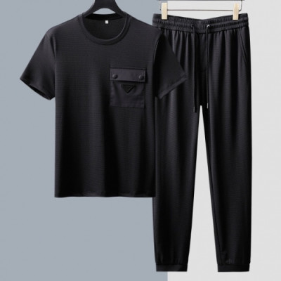 [프라다]Prada 2020 Mens Casual Logo Training Short Sleeved Clothes&Pants - 프라다 2020 남성 캐쥬얼 로고 코튼 반팔 트레이닝복&팬츠 Pra01048x.Size(m - 3xl).블랙