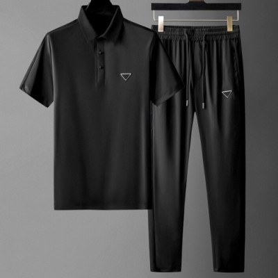 [프라다]Prada 2020 Mens Casual Logo Training Short Sleeved Clothes&Pants - 프라다 2020 남성 캐쥬얼 로고 코튼 반팔 트레이닝복&팬츠 Pra01064x.Size(m - 4xl).블랙