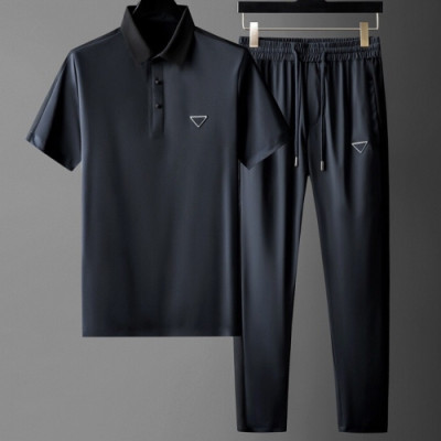 [프라다]Prada 2020 Mens Casual Logo Training Short Sleeved Clothes&Pants - 프라다 2020 남성 캐쥬얼 로고 코튼 반팔 트레이닝복&팬츠 Pra01065x.Size(m - 4xl).네이비