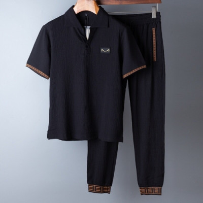 [펜디]Fendi 2020 Mens Casual Initial Training Short Sleeved Clothes&Pants - 펜디 2020 남성 캐쥬얼 이니셜 트레이닝 반팔티&팬츠 Fen0725x.Size(m - 4xl).블랙