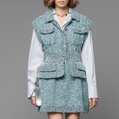 [샤넬]Chanel 2020 Ladies Trendy Tweed One-pieces - 샤넬 2020 여성 트렌디 트위드 원피스 Cnl0585x.Size(s - l).블루