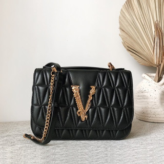 Versace 2020 Leather Shoulder Bag,24CM - 베르사체 2020 여성용 레더 숄더백 ,VERB0070,24CM,블랙