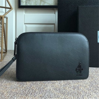 [프라다] Prada 2020 Men's Clutch Bag,26cm - 프라다 2020 남성용 클러치백,26cm,PRAB0171, 블랙