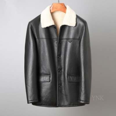[프라다]Prada 2020 Mens Logo Casual Leather Jackets - 프라다 2020 남성 로고 캐쥬얼 가죽 자켓 Pra01230x.Size(m - 3xl).블랙