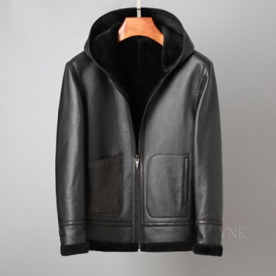 [로에베]Loewe 2020 Mens Logo Casual Leather Jacket - 로에베 2020 남성 로고 캐쥬얼 가죽 자켓 Loe0340x.Size(m - 3xl).블랙