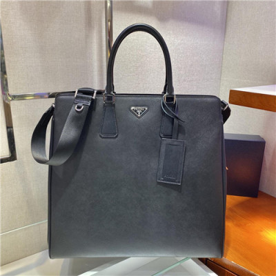 [프라다] Prada 2021 Men's Leather Satchel bag/Tote Shoulder Bag,40cm - 프라다 2021 남성용 레더 서류가방/토트 숄더백,40cm,PRAB0318,블랙