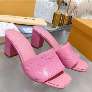 Louis Vuitton 2021 Women's Leather High Heel Slipper - 루이비통 2021 여성용 레더 하이힐 슬리퍼 ,Size(225-250),LOUS1838,핑크